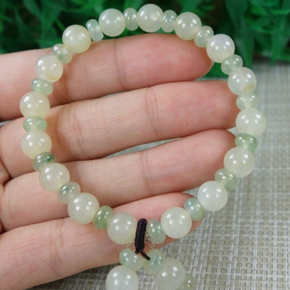 Certified Icy yellow 100% Natural A Jadeite jade Beads Bracelets 手链
